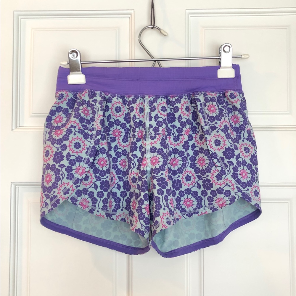 LULULEMON shorts - blue/purple/pink floral pattern